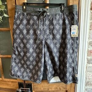 Blake Shelton Lands End Board Shorts Mens L Black Diamond Moons Swim Trunks